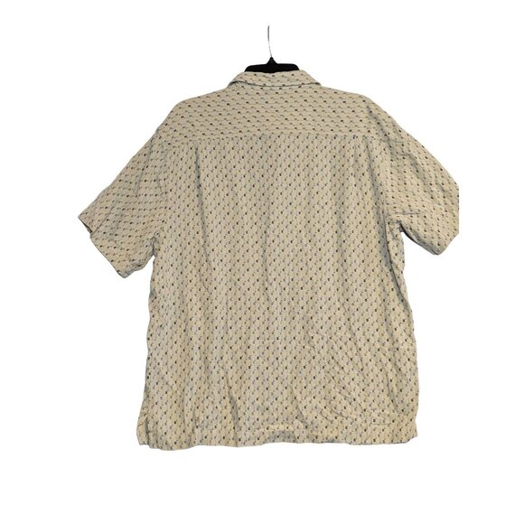 Vintage W.H. Belk Sportswear Beige & Blue Patterned Button-Up Shirt XL Silk Blen - Picture 6 of 6